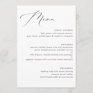 Élégant menu Mariage de calligraphie Vintage