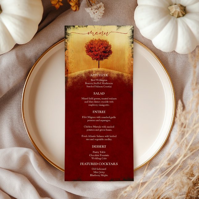 Élégant menu Mariage de l'arbre d'automne (Elegant Autumn Tree Wedding Menu)