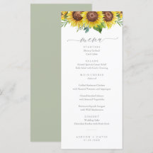 Elégant menu Mariage de tournesol d'aquarelle