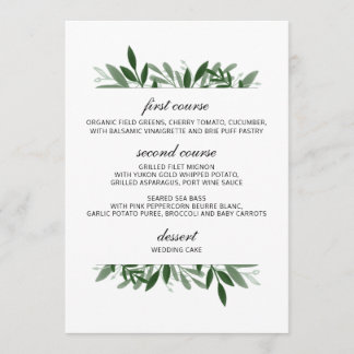 Elégant menu Mariage de verdure