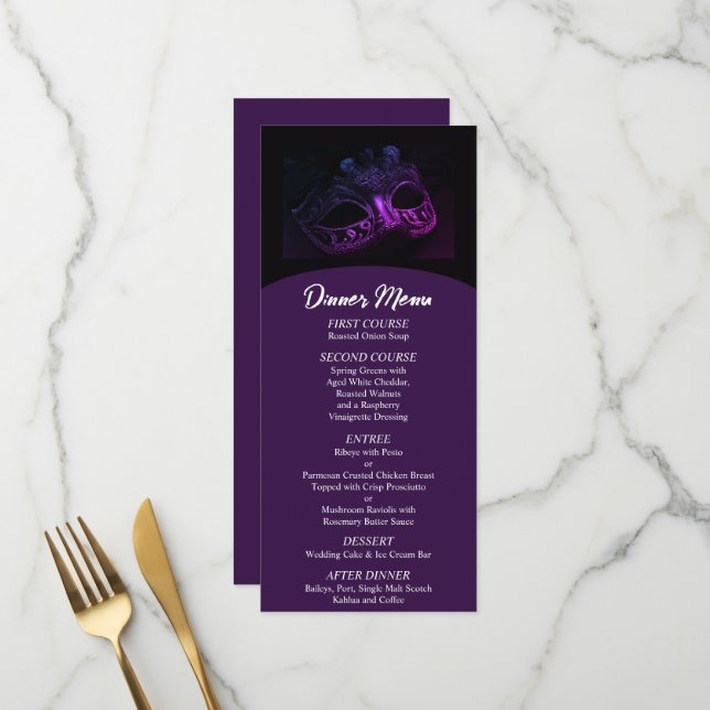 Elégant menu Mariage du soir (Devant/Arrière en situation)