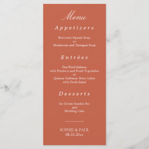 Élégant menu Mariage en terre cuite