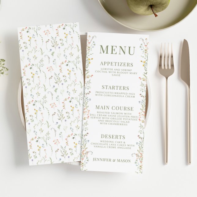 Élégant menu Mariage Fleur de prairie (Créateur téléchargé)