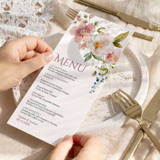 Élégant menu Mariage Fleur sauvage rustique (Créateur téléchargé)