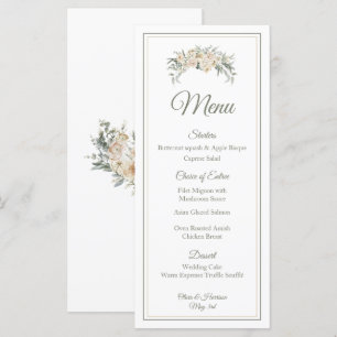 Elégant menu Mariage Floral - Crème & Sage Green S