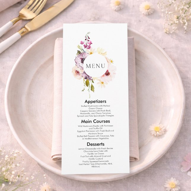 Elégant menu Mariage Floral Invitation (Créateur téléchargé)