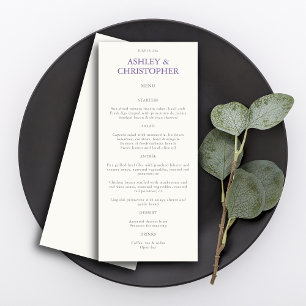 Élégant menu Mariage Lavender