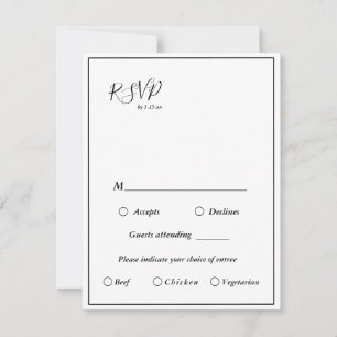 Élégant menu Mariage moderne Choix carte RSVP