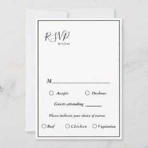 Élégant menu Mariage moderne Choix carte RSVP 5x7