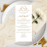 Élégant menu Mariage Monogramme Blanc et Or
