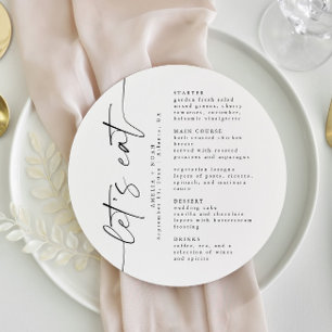 Élégant menu Mariage rond Script