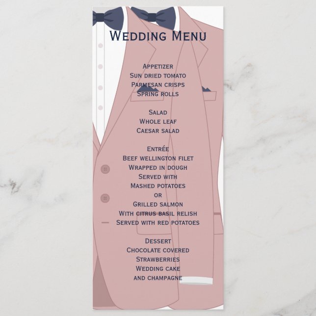 Elégant Menu Mariage Rose Et Blue Gay (Devant)