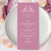 Élégant menu Mariage rose monogramme