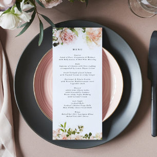 Élégant menu Mariage Rose Romance