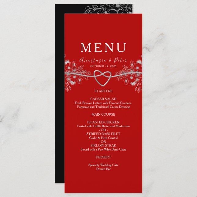 Élégant menu Mariage rouge (Devant / Derrière)