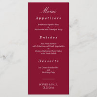 Élégant menu Mariage rouge Bourgogne