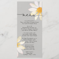 Elégant menu mariage simple fleur aquarelle