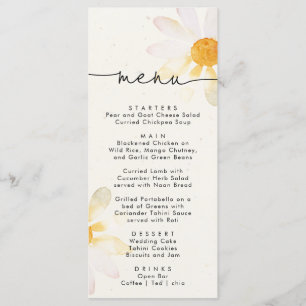 Elégant menu mariage simple fleur aquarelle
