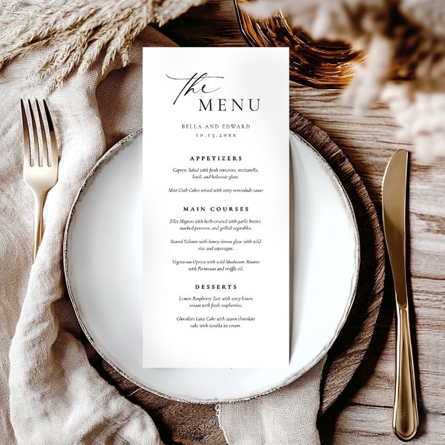 Élégant Menu Mariage Simple Moderne (Créateur téléchargé)