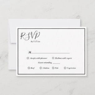 Élégant Menu Moderne Choix Mariage Carte RSVP