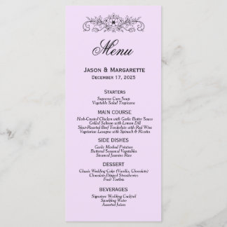 Elégant menu moderne Mariage noir et blanc
