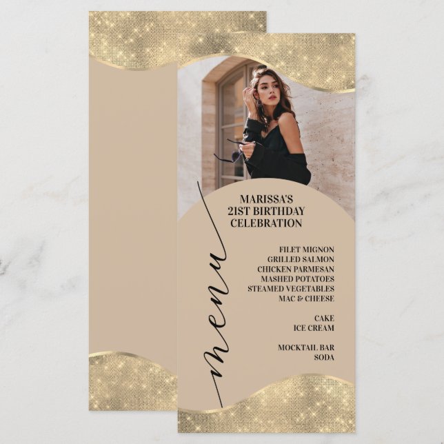 Elégant menu Neutre et Champagne Gold (Devant / Derrière)