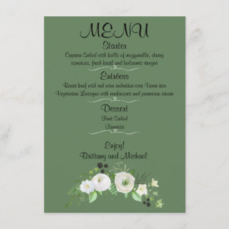 Élégant menu plat de mariage