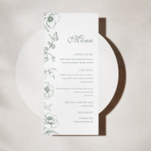 Élégant menu plat de mariage de jardin floral vert