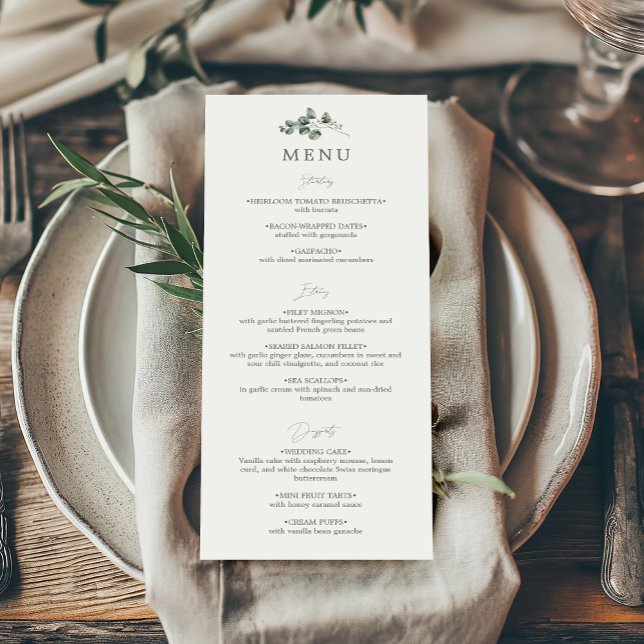 Élégant menu plat Mariage botanique (Créateur téléchargé)
