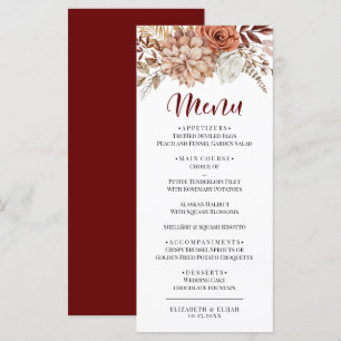 Elégant menu plat Mariage d'automne Bourgogne