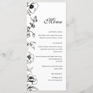 Elégant menu plat Mariage noir & blanc