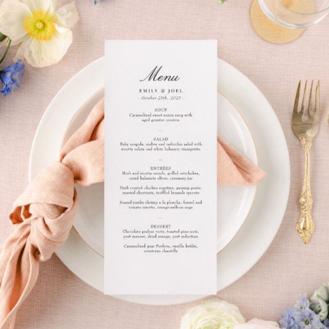 Élégant menu plat minimaliste Mariage (Créateur téléchargé)