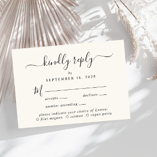 Élégant Menu Script Choice Cream Wedding RSVP