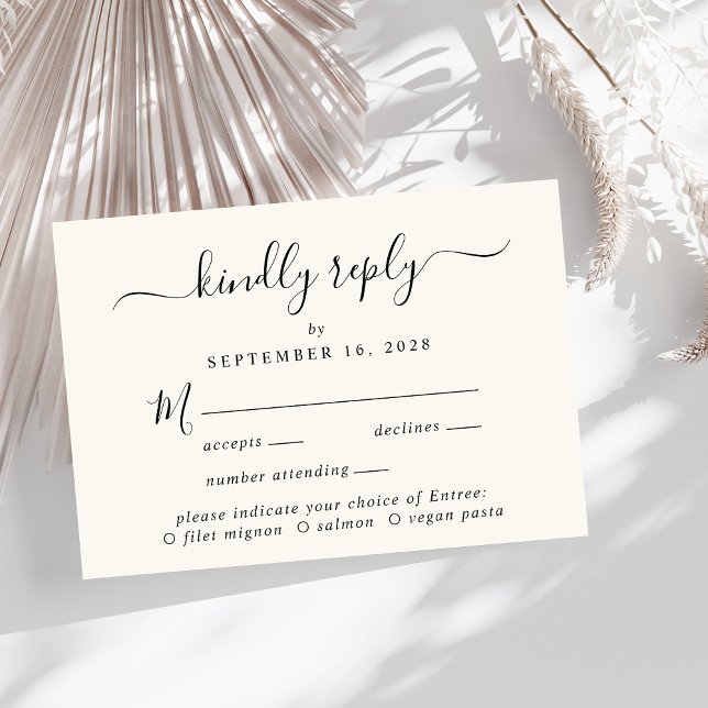 Élégant Menu Script Choice Cream Wedding RSVP (Créateur téléchargé)