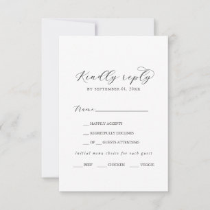 Élégant menu Script Choix carte RSVP