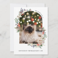 Elegant Meowy Christmas Photo Cat Pet Holiday Card