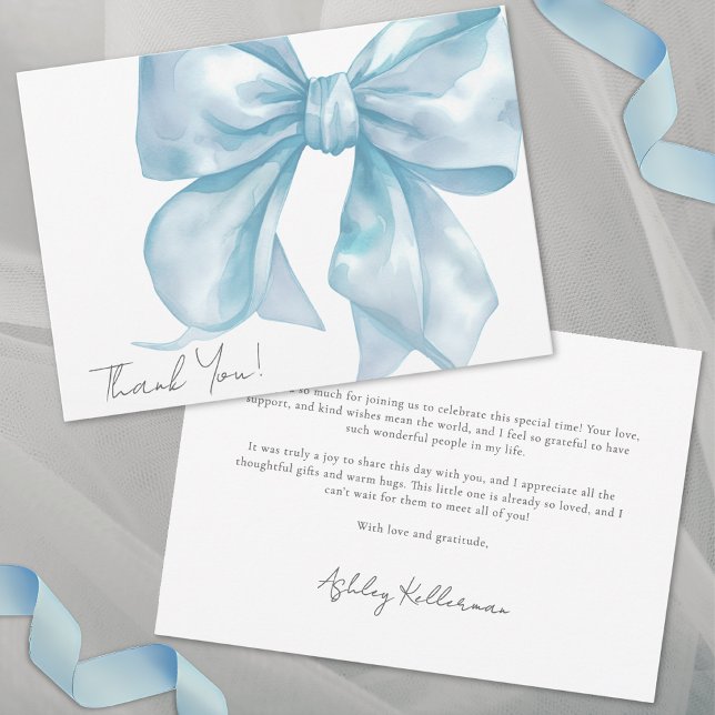 Elégant Merci bleu Bow personnalisé (Personalized Elegant Blue Bow Thank You)