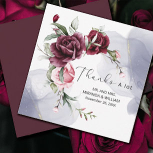 Elégant Merci d'aquarelle de Roses Rouges Bourgogn