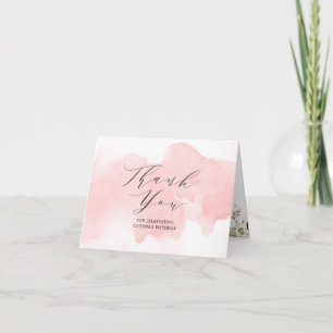 Elégant Merci d'aquarelle rose pâle plié