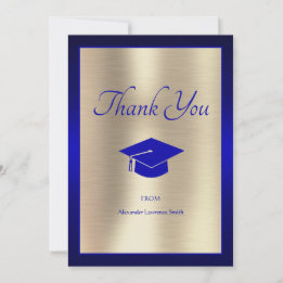 Élégant Merci de graduation 2024 Script Blue Gold