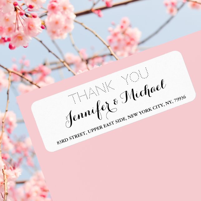 Élégant Merci de mariage Adresse de retour Label (Elegant Wedding Thank You Return Address Label)