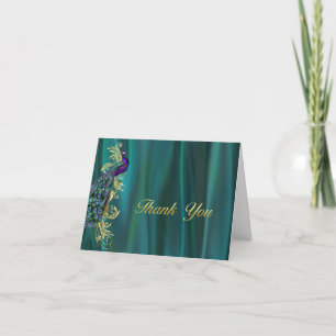 Élégant Merci de Mariage Satin Turquoise et Peacoc