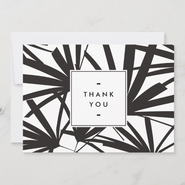 Élégant Merci  de palme noir Carte pour notes II (Devant)