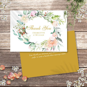 Elégant Merci de script or Rose Floral Garland