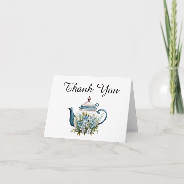 Elégant Merci de Tea Party aquarelle (Devant)