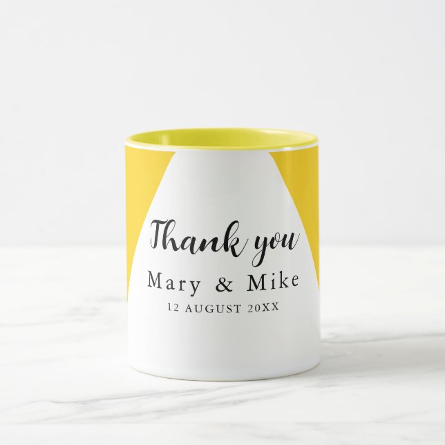 Élégant Merci floral jaune en céramique Combo Mug (Centre)