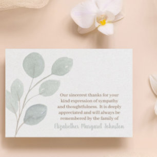 Élégant Merci funéraire Eucalyptus Bereavement