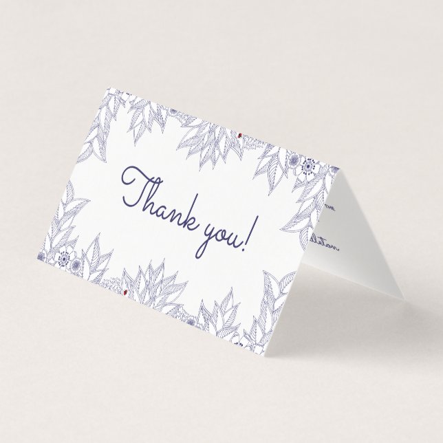 Elégant Merci Mariage bleu blanc (Front)