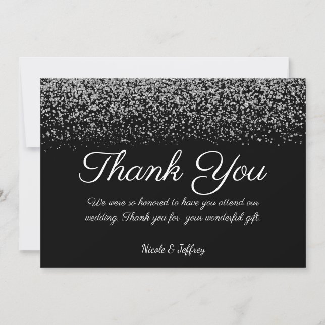 Élégant Merci Mariage de diamants noir et blanc (Devant)