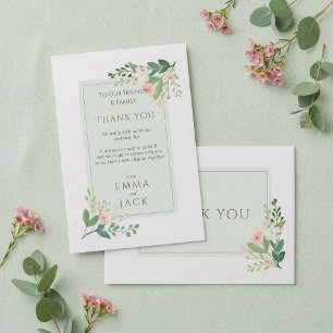 Élégant Merci Mariage rose et vert